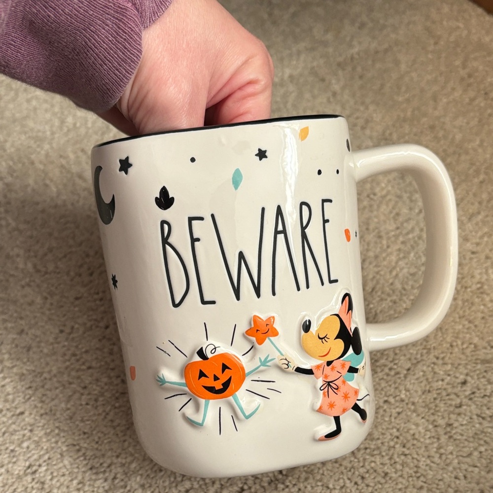 Disney Rae Dunn Cream Mug with Minnie and Halloween Design